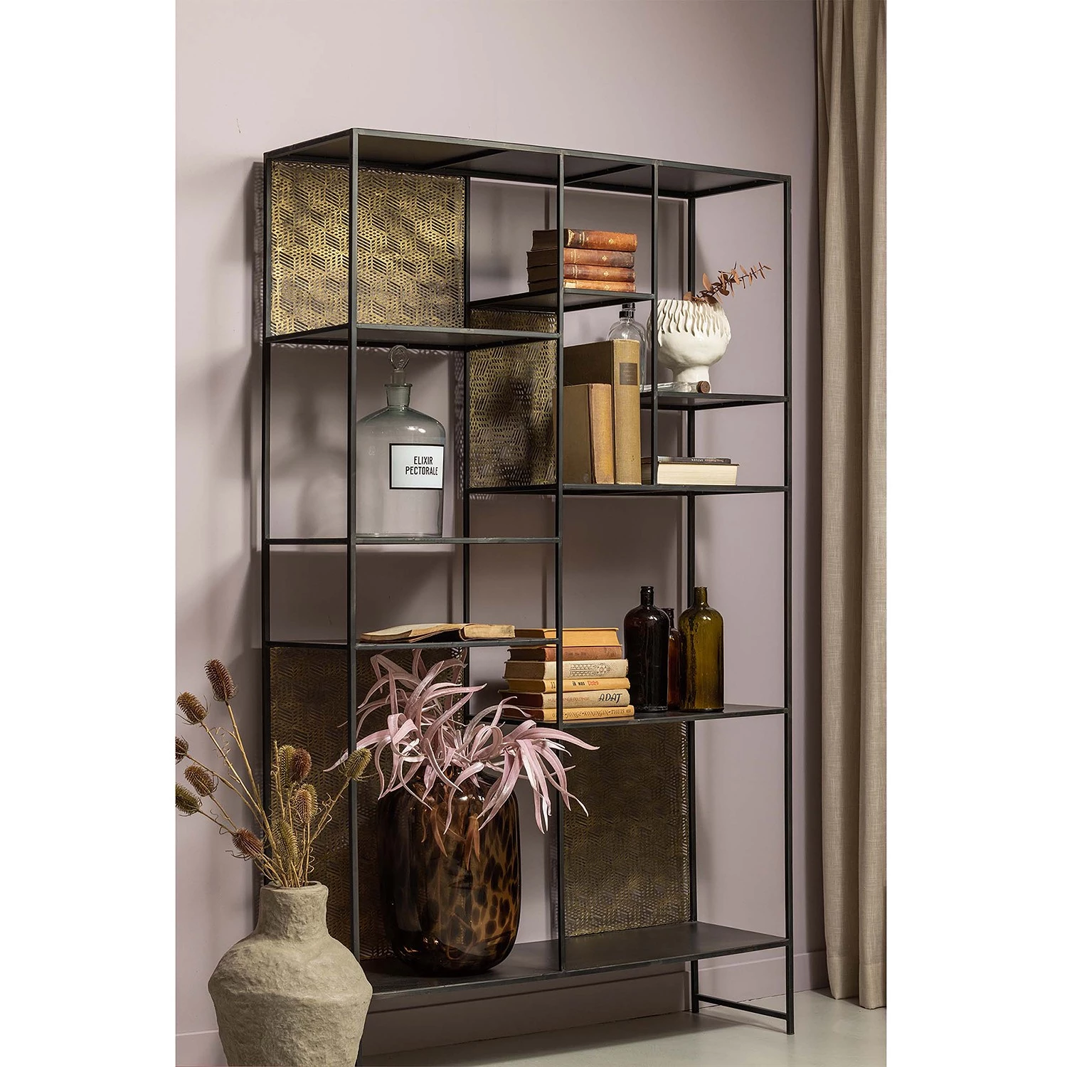 Red Living Étagère Quito - Métal - Laiton vieilli / Noir – Image 2