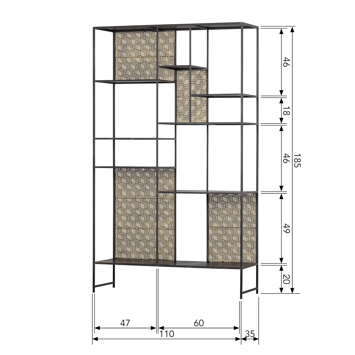 Red Living Étagère Quito - Métal - Laiton vieilli / Noir – Image 7