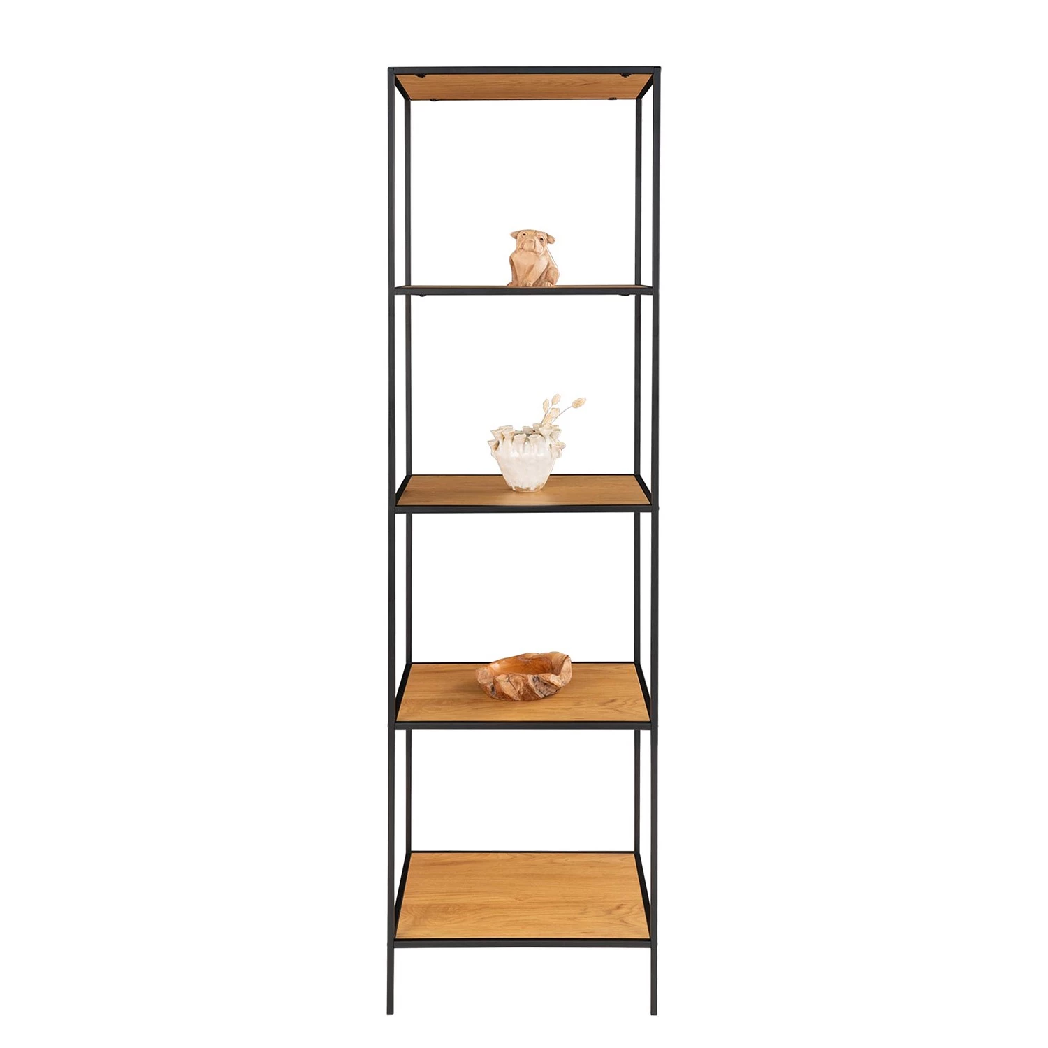 Red Living Étagères Arette II - Métal - Noir - Imitation chêne - Largeur : 51 cm – Image 6