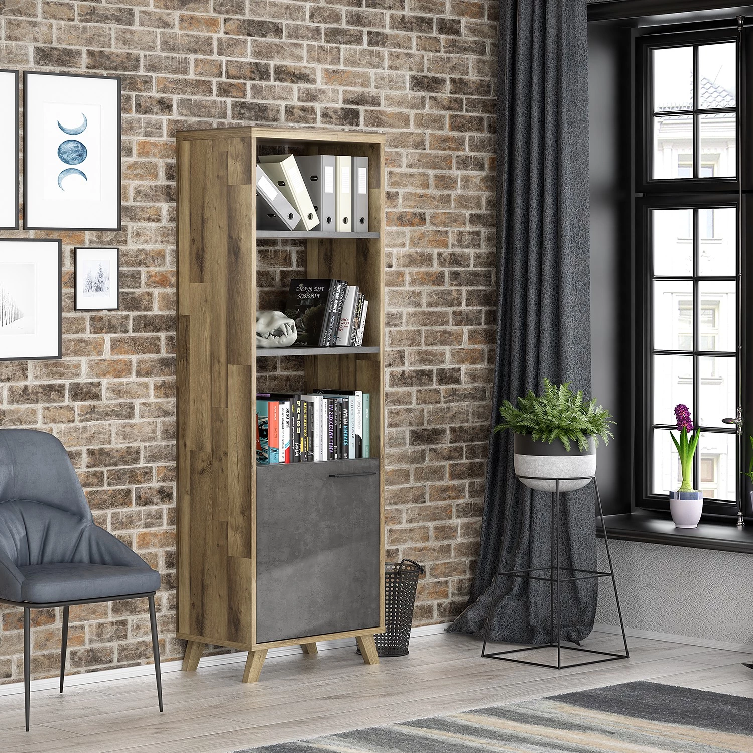 Fredriks Étagères de bureau Winster - Imitation chêne / Imitation béton – Image 2