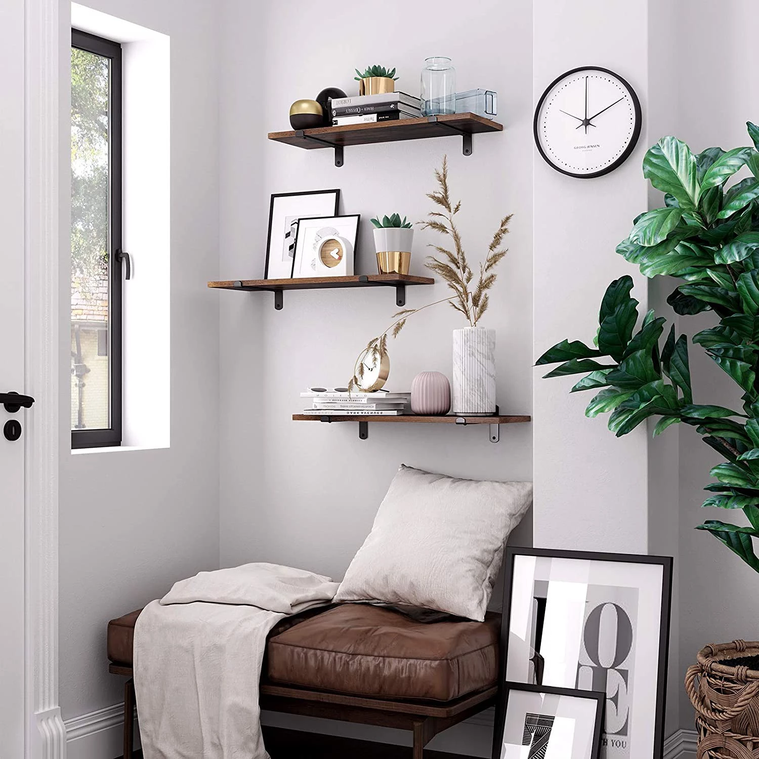 Red Living Tablettes murales Crossville II (lot 2) - Marron / Noir – Image 2