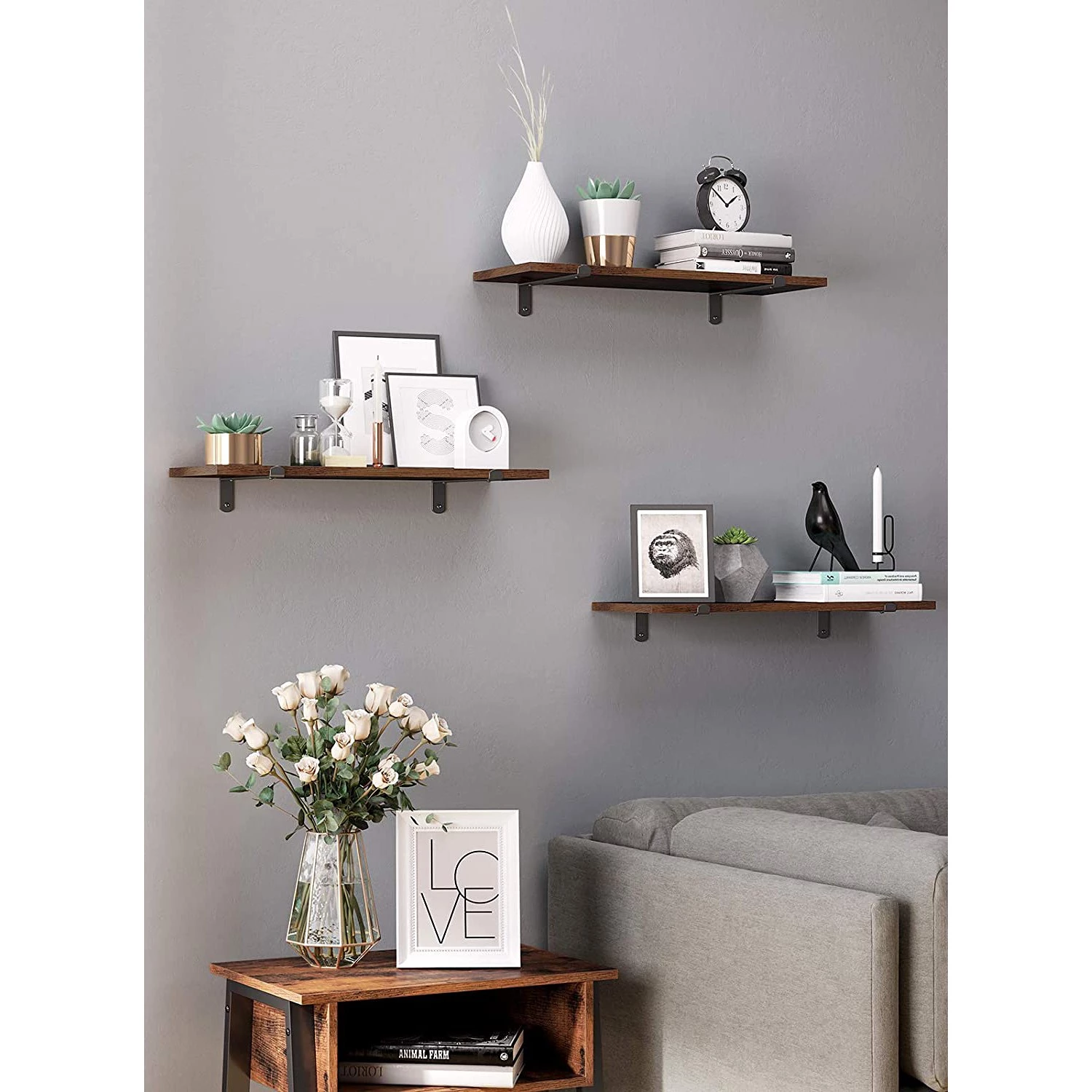 Red Living Tablettes murales Crossville II (lot 2) - Marron / Noir – Image 3