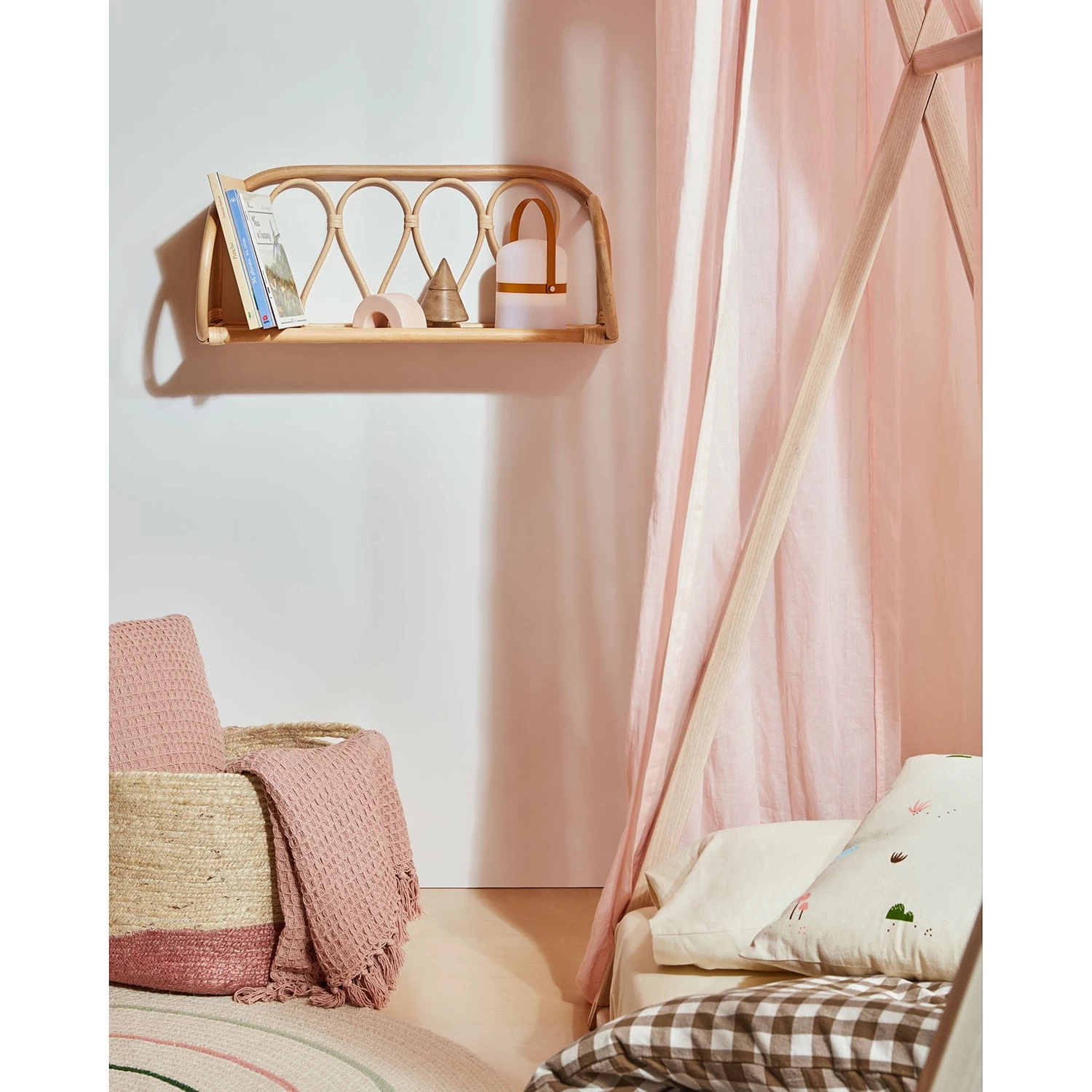 Naturoo Étagère murale Mansa - Étagère : rotin<br>Structure : bambou massif verni – Image 2