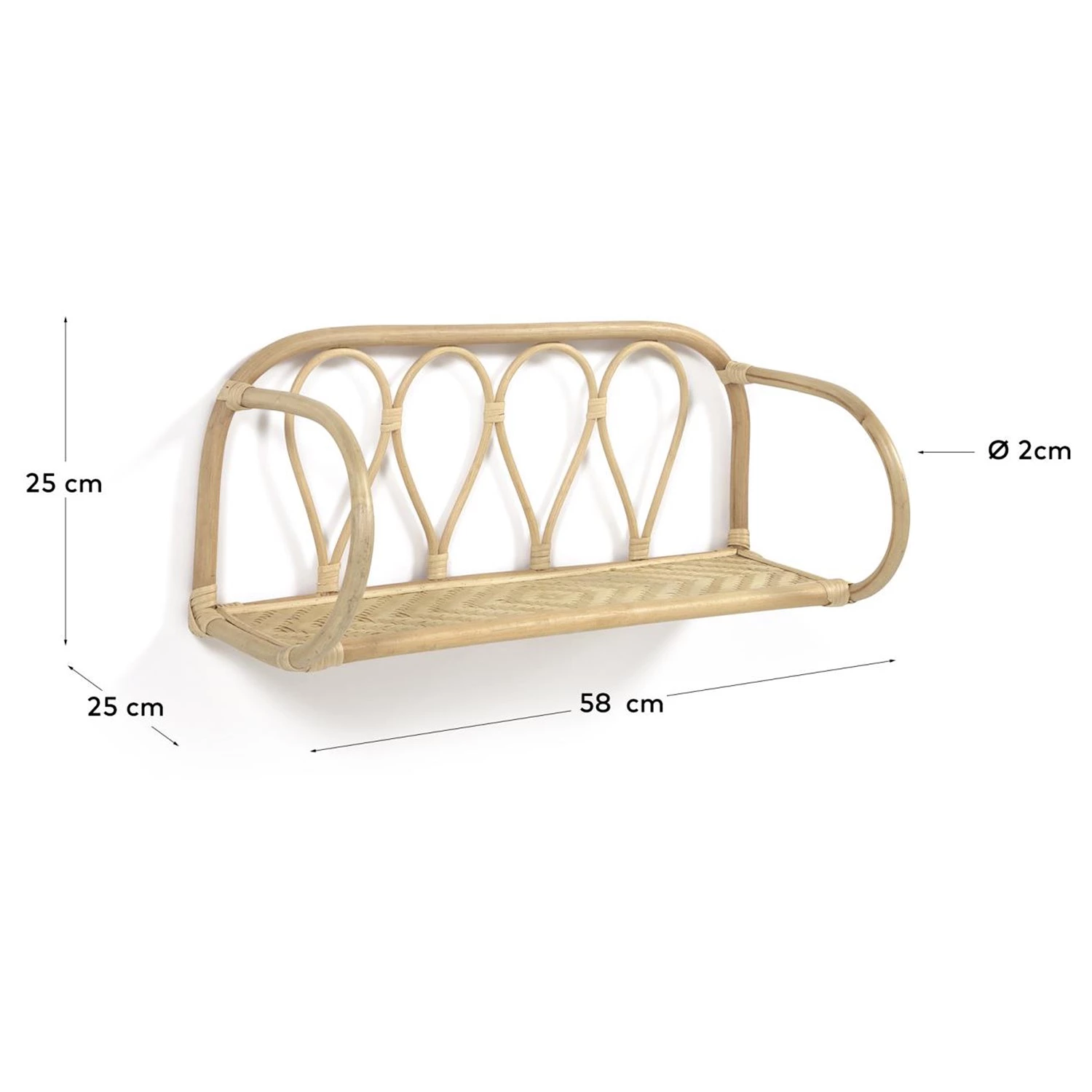 Naturoo Étagère murale Mansa - Étagère : rotin<br>Structure : bambou massif verni – Image 6