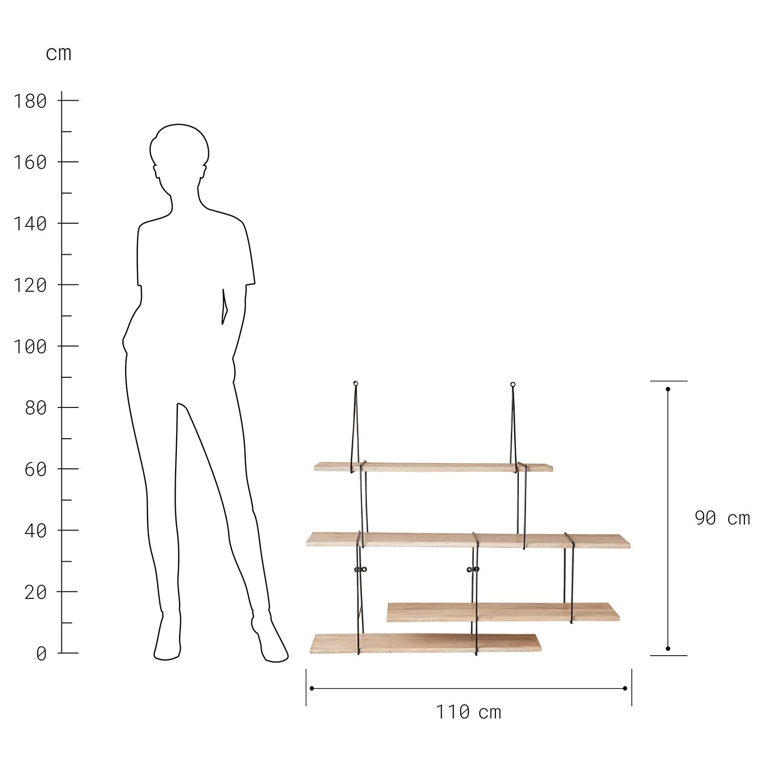 Butlers Étagère murale LIMBO - Chêne massif / Aluminium - Noir / Naturel – Image 7