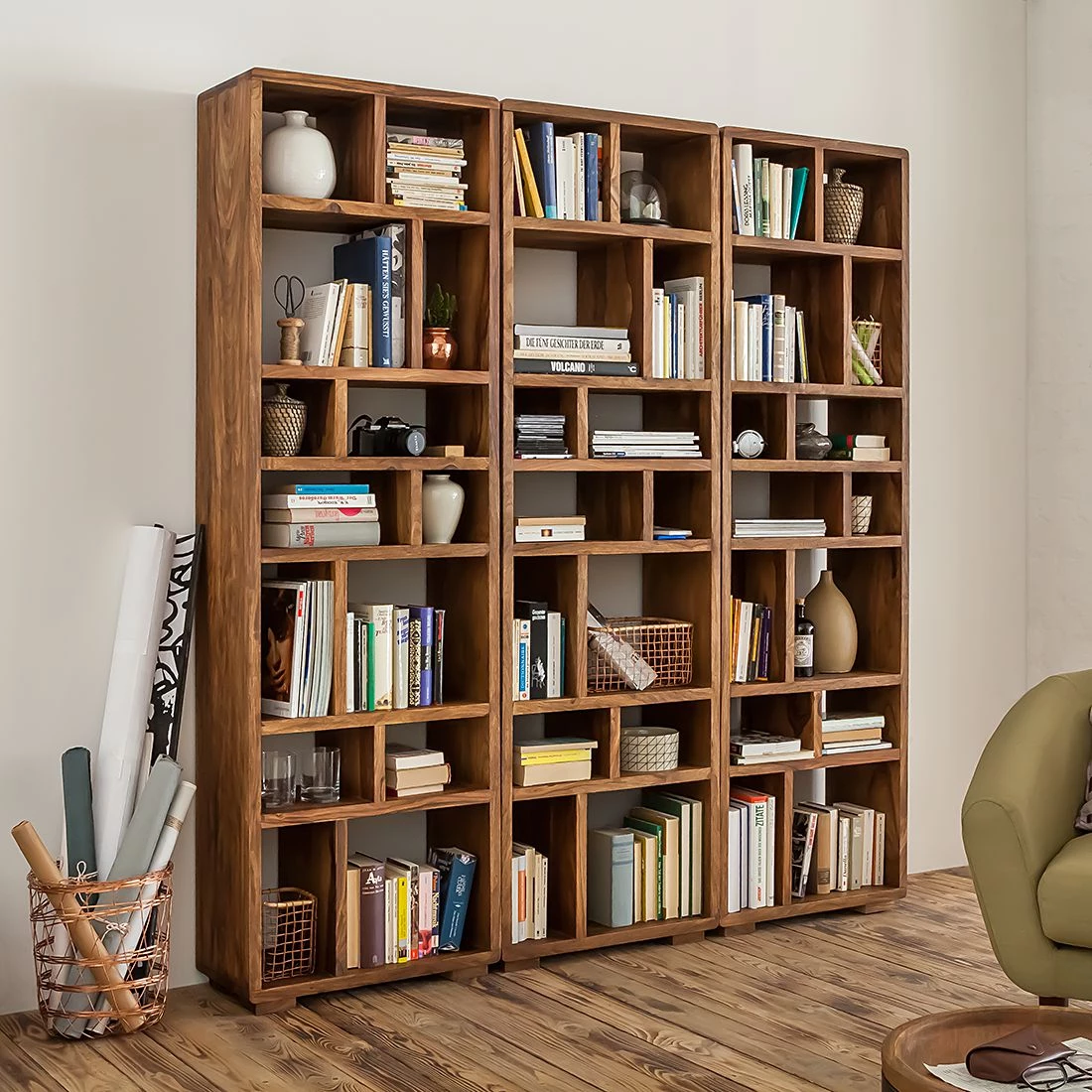 Ars Natura Bibliothèque Trangle - Sheesham massif – Image 3