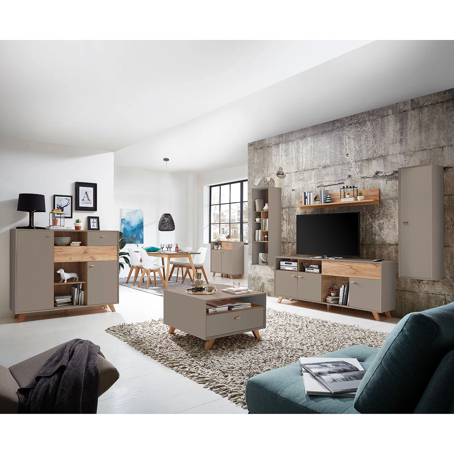 Germania Etagère suspendue Calvi - Gris minéral / Imitation chêne de Navarra – Image 2