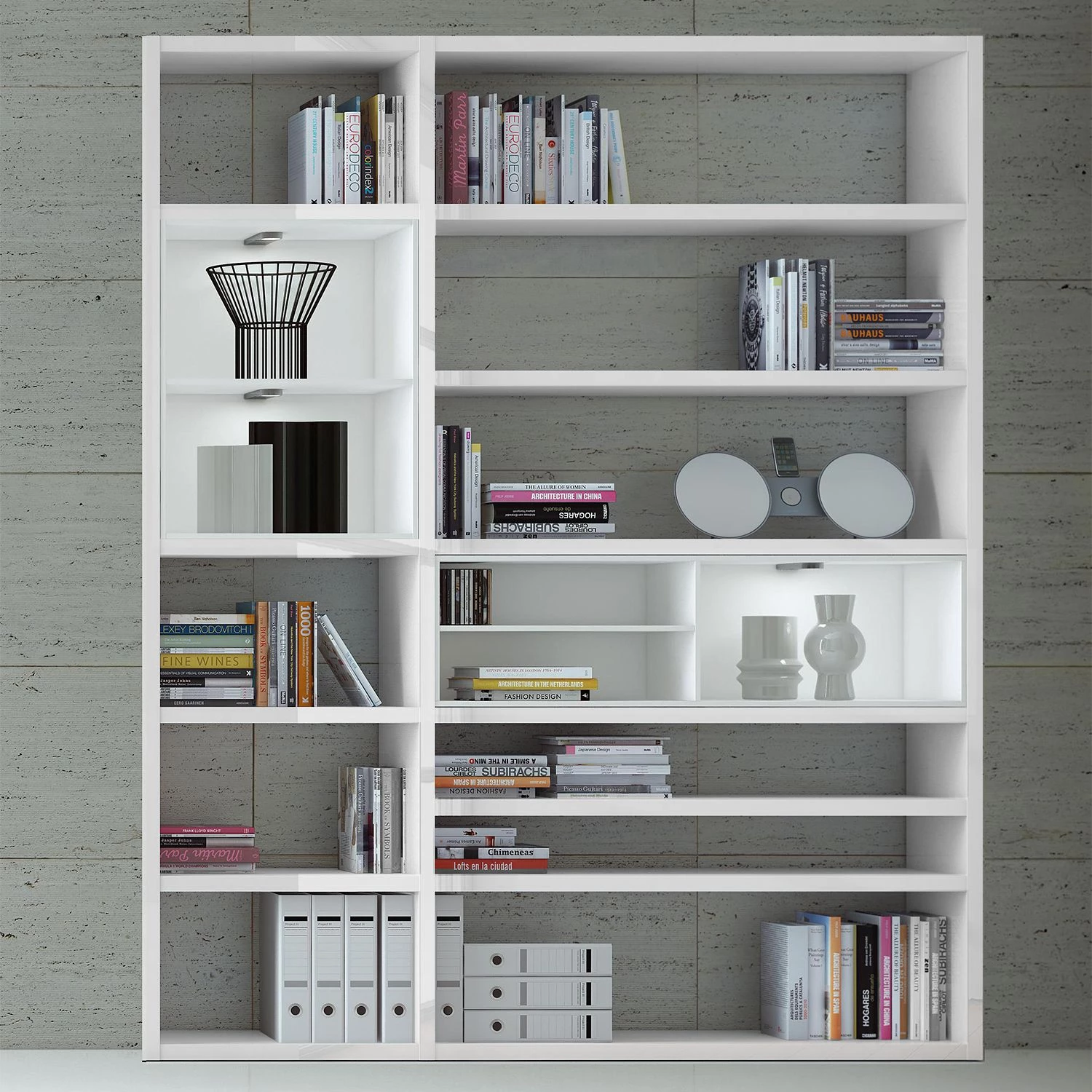 Loftscape Etagère Emporior II.B - Blanc brillant / Blanc - Avec éclairage – Image 2