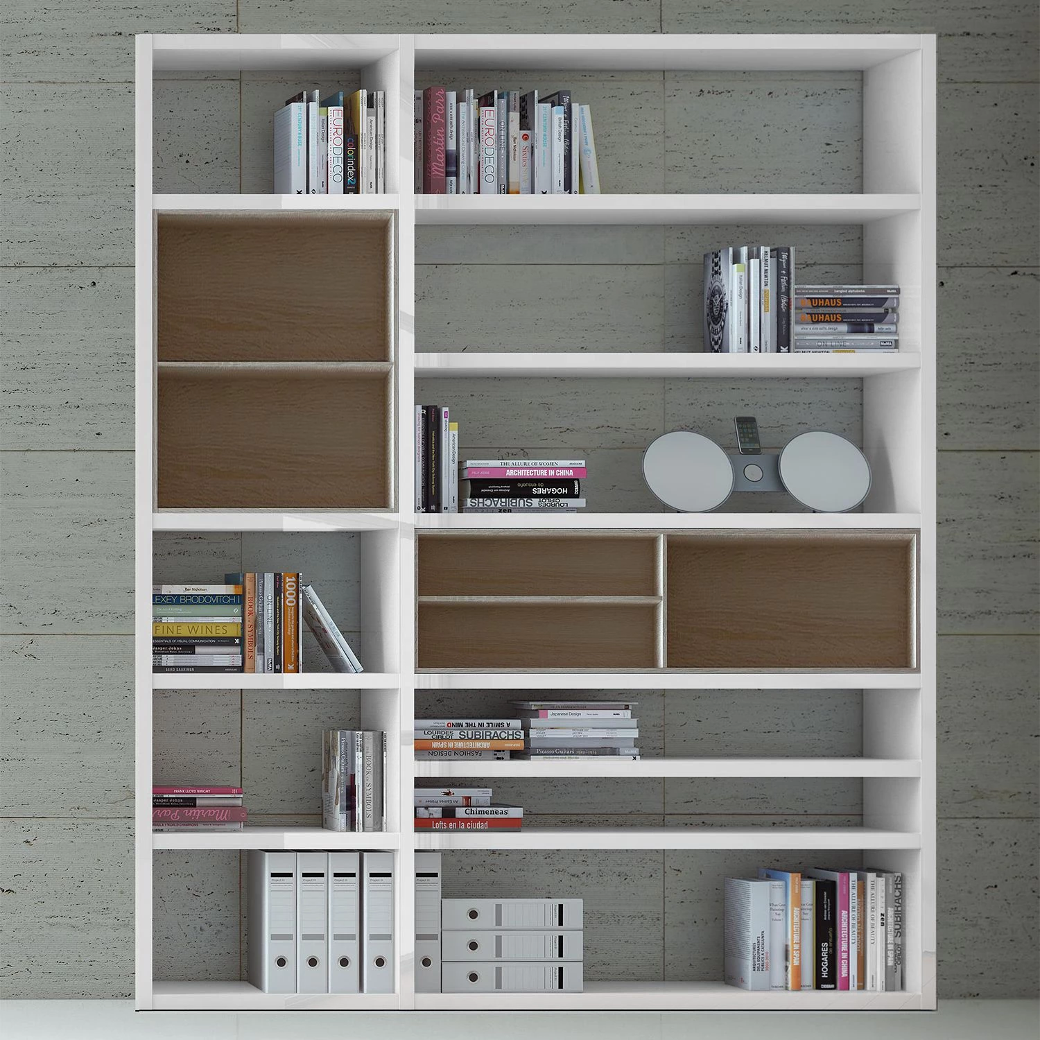 Loftscape Etagère Emporior II.B - Blanc brillant / Imitation chêne de Sonoma - Sans éclairage – Image 2