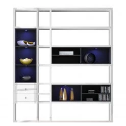 Loftscape Etagère Emporior III.A - Blanc brillant / Noir - Avec éclairage