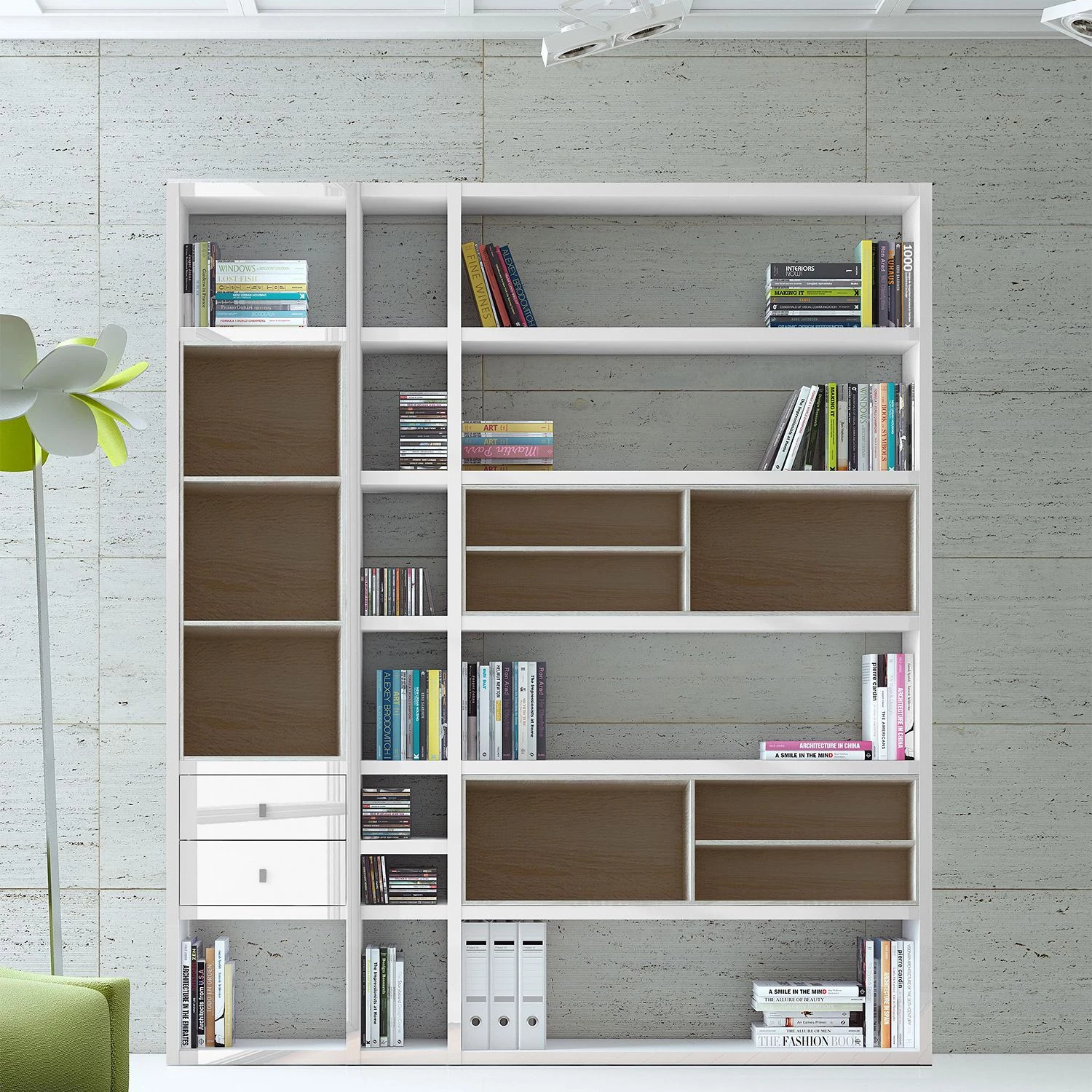 Loftscape Etagère Emporior III.A - Blanc brillant / Imitation chêne de Sonoma - Sans éclairage – Image 2