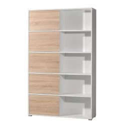 Étagère avec porte coulissante Mingle I - Blanc / Imitation chêne de Sonoma