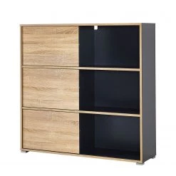 Germania Etagère à portes coulissantes Mingle II - Anthracite / Imitation chêne de Sonoma