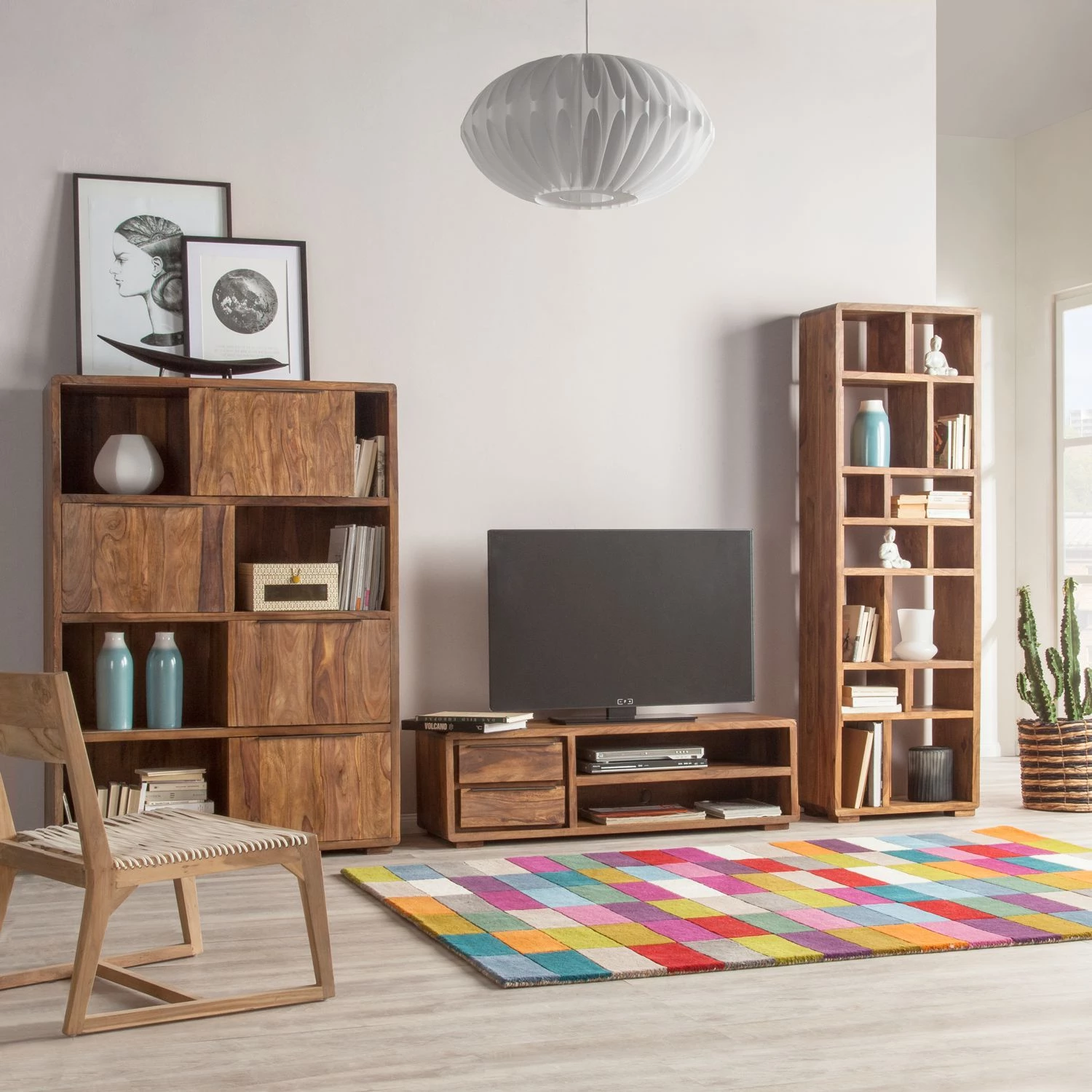 Ars Natura Bibliothèque Trangle - Sheesham massif – Image 2