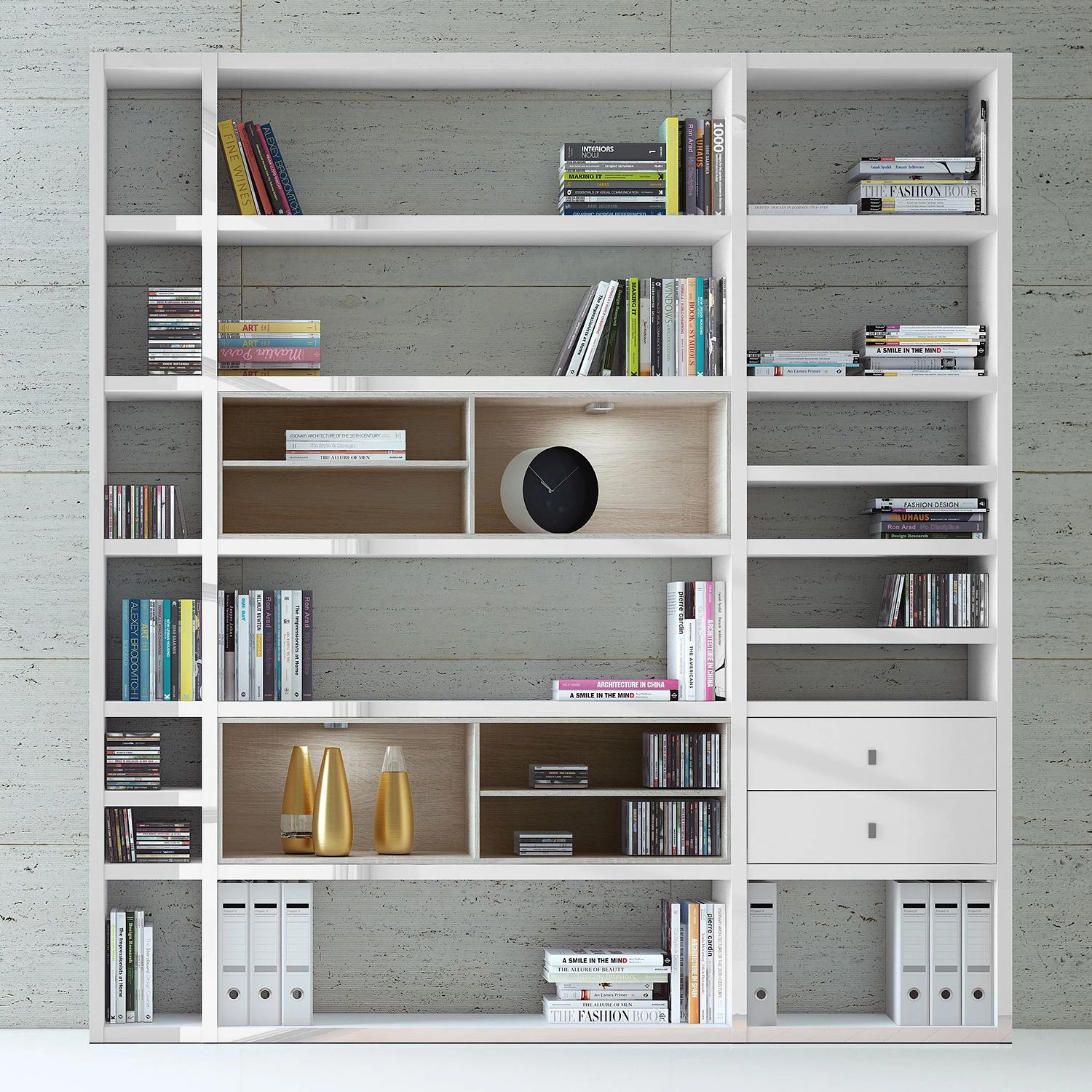 Loftscape Etagère XL Emporior II - Blanc brillant / Imitation chêne de Sonoma - Avec éclairage – Image 4