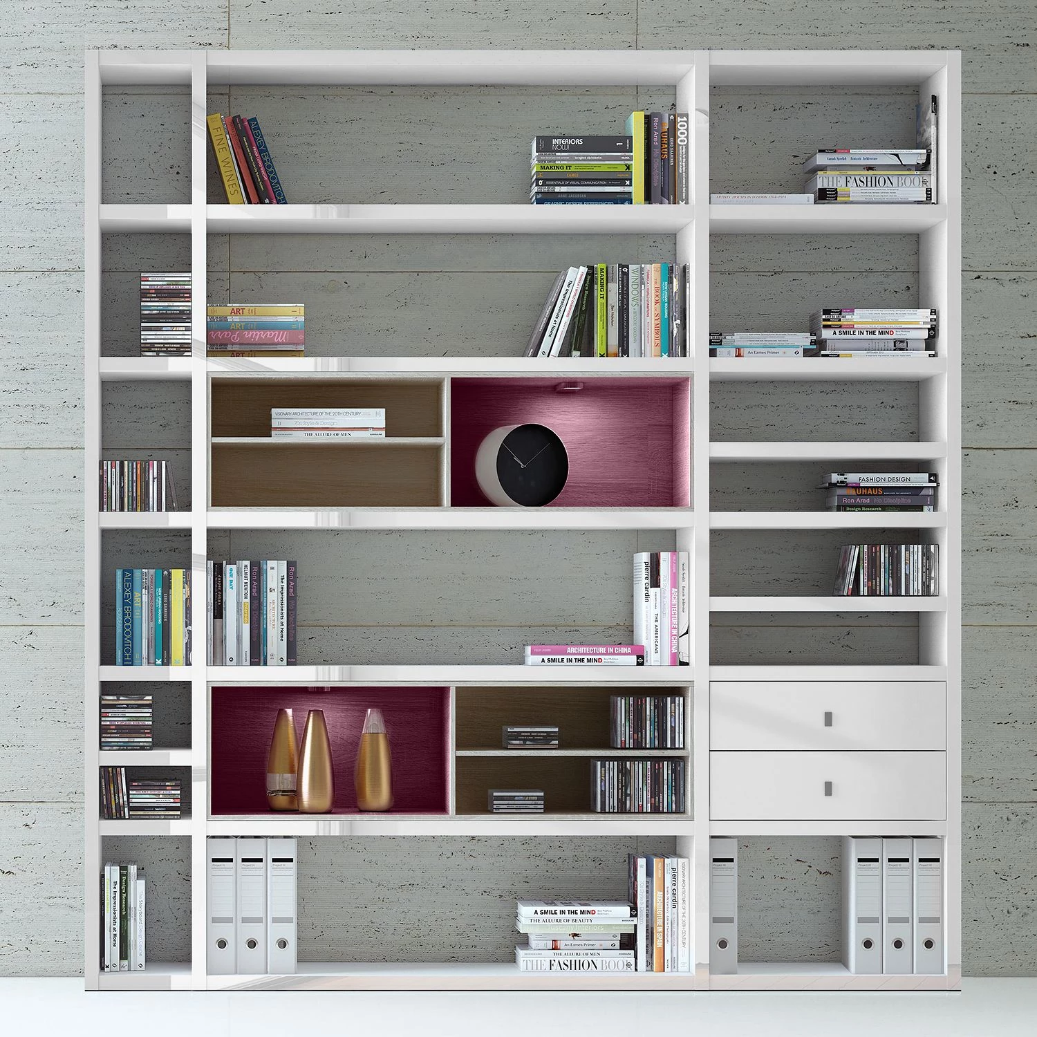 Loftscape Etagère XL Emporior II - Blanc brillant / Imitation chêne de Sonoma - Avec éclairage – Image 2