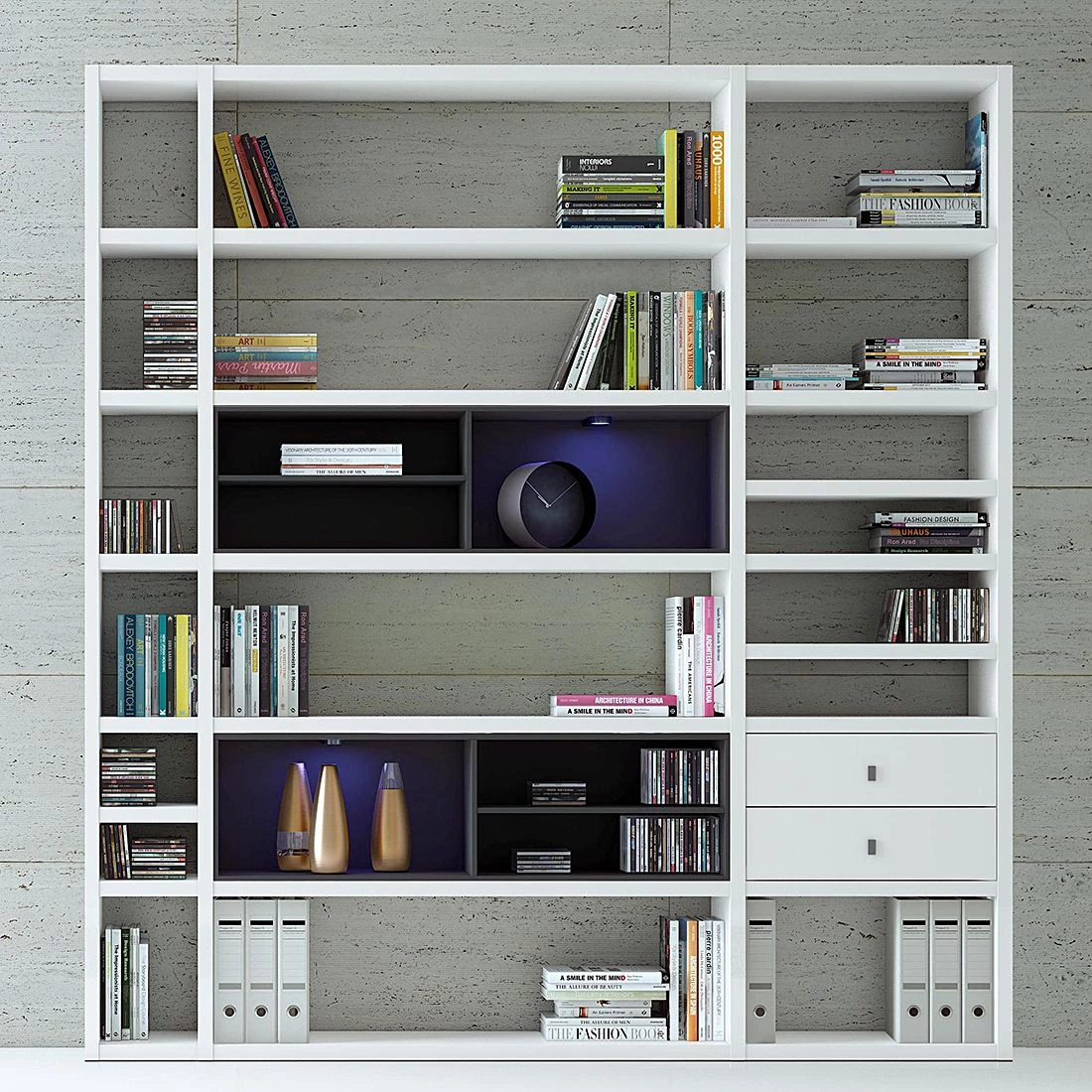 Loftscape Etagère XL Emporior II - Blanc / Noir - Avec éclairage – Image 3