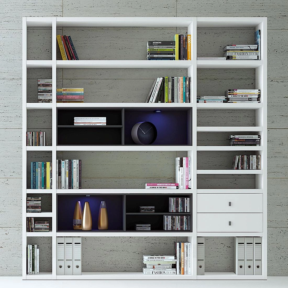 Loftscape Etagère XL Emporior II - Blanc / Noir - Avec éclairage – Image 4