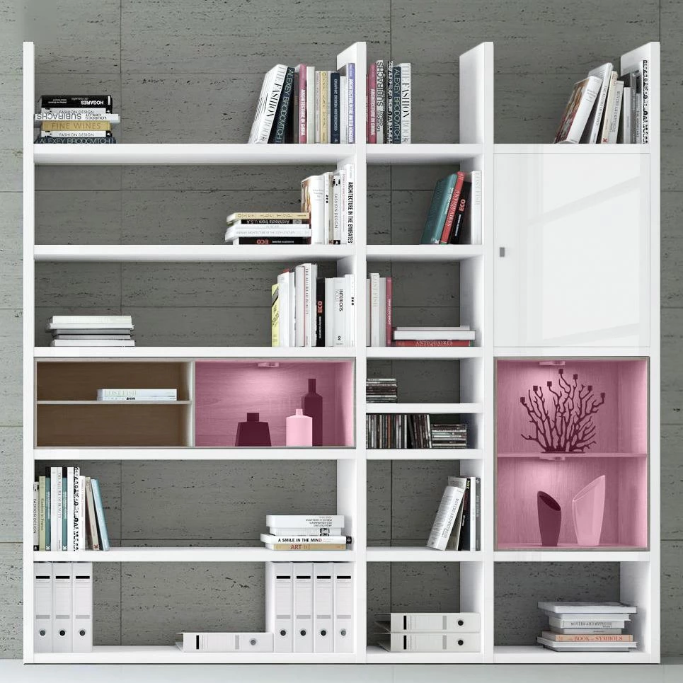 Loftscape Etagère XL Emporior lV - Blanc brillant / Imitation chêne de Sonoma - Avec éclairage – Image 2