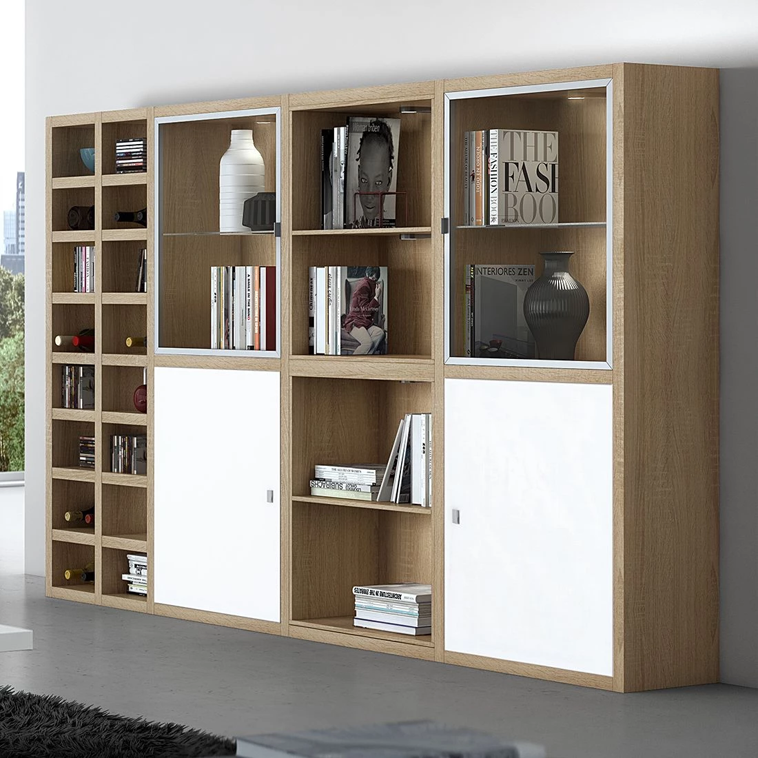 Loftscape Mur d'étagères XL IX.B - Blanc / Imitation chêne – Image 2