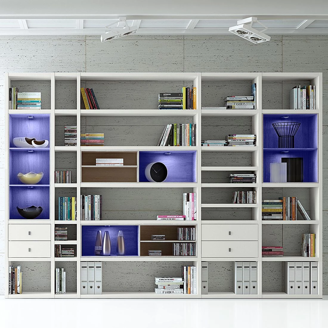 Loftscape Etagère XXL Emporior III - Blanc / Imitation chêne de Sonoma - Avec éclairage – Image 3