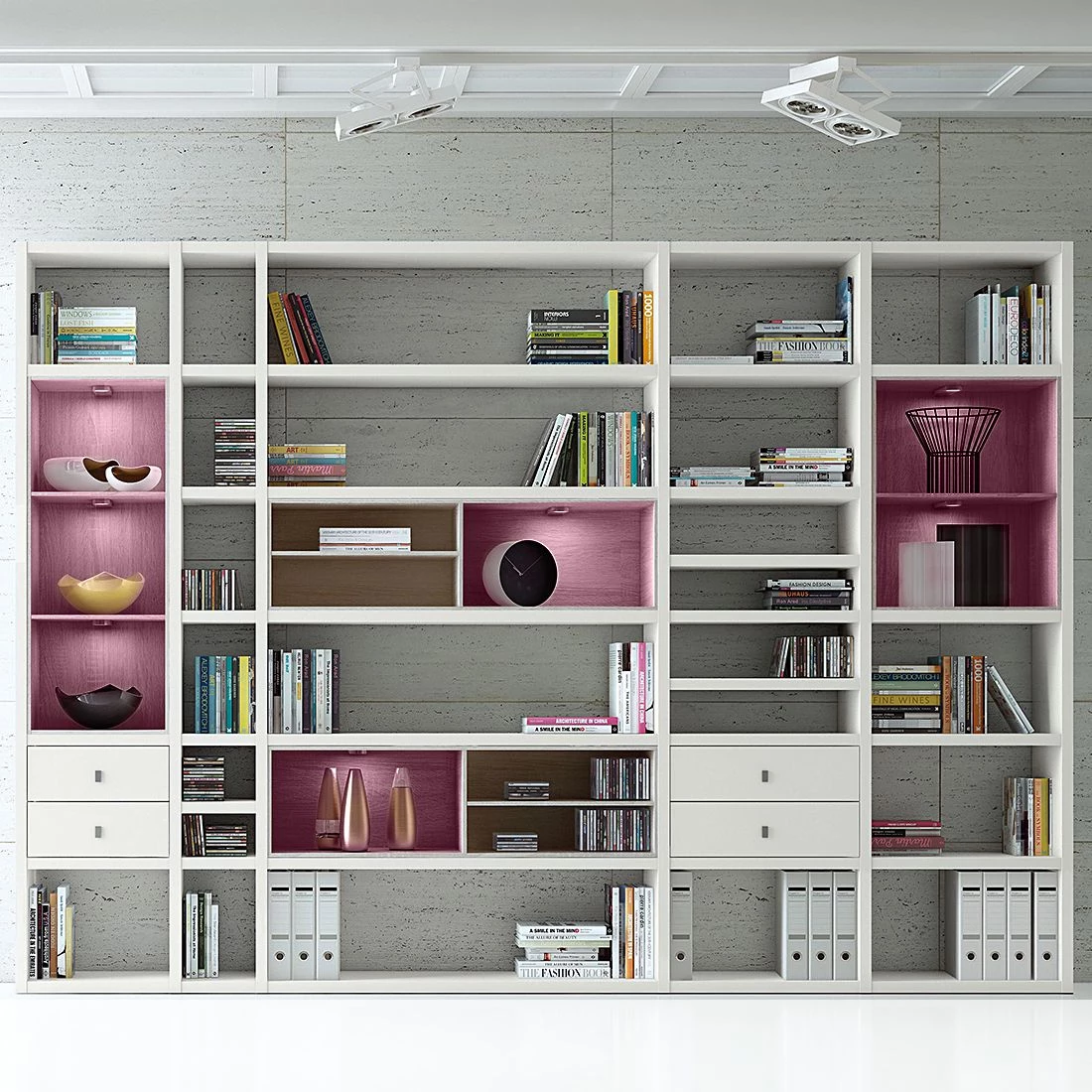 Loftscape Etagère XXL Emporior III - Blanc / Imitation chêne de Sonoma - Avec éclairage – Image 2