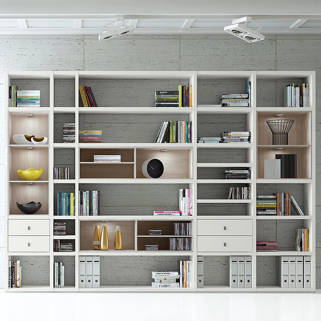 Loftscape Etagère XXL Emporior III - Blanc / Imitation chêne de Sonoma - Avec éclairage – Image 4