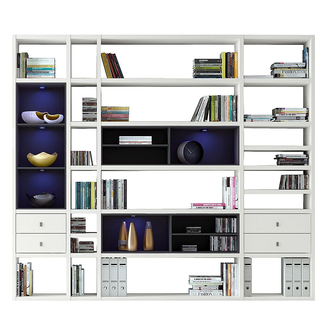 Loftscape Etagère XXL Emporior IV.A - Blanc / Noir - Avec éclairage – Image 2