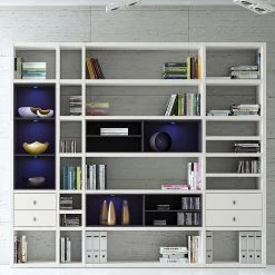 Loftscape Etagère XXL Emporior IV.A - Blanc / Noir - Avec éclairage