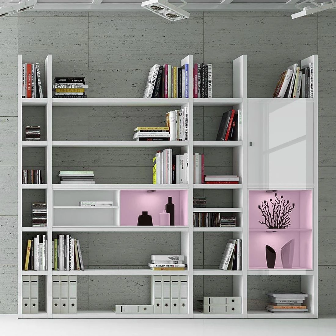 Loftscape Etagère XXL Emporior lV.B - Blanc brillant / Blanc - Avec éclairage – Image 2